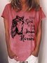 Women's This Girl Runs On Jesus And Horses Casual T-Shirt