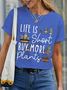 Women’s Plant Lover Life Is Short Buy More Plants Cotton Plants Casual Loose T-Shirt