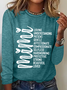 Women‘s Funny Mimi Noun Cotton-Blend Simple Crew Neck Text Letters Long Sleeve Top