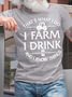 Men’s That’s What I Do I Farm I Drink Beer And I Know Things Text Letters Cotton Casual T-Shirt