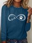 Women's Faith And Paw Prints Casual Crew Neck Top