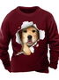 Men’s Dog Animal Pattern Casual Text Letters Sweatshirt