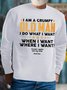 Men's I Am A Grumpy Old Man I Do What I Want Except I Gotta Ask My Wife Funny Graphic Print Cotton-Blend Crew Neck Casual Loose Sweatshirt