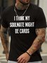 Men's I Think My Soulmate Might Be Carbs Funny Graphic Print Text Letters Cotton Casual T-Shirt Crew Neck Casual Text Letters Cotton T-Shirt