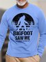 Men's Bigfoot Saw Me But Nobody Believes Him Funny Graphic Print Loose Cotton Casual Crew Neck Top