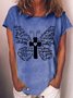 Women's Jesus Christian Butterfly Crew Neck Casual T-Shirt