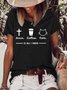Women's Jesus Coffee Cat Is All I Need print Casual T-Shirt