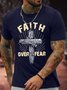 Men's Faith Over Fear Funny Graphic Print Cotton Casual Loose Text Letters T-Shirt