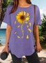 Women’s You Are My Sunshine Cats Loose Floral Casual Crew Neck T-Shirt