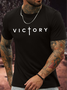 Men's Victory Religious Funny Graphic Print Cotton Text Letters Casual T-Shirt