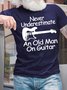 Men’s Never Underestimate An Old Man On Guitar Casual Regular Fit Text Letters T-Shirt