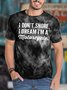 Men's I Don't Snore I Dream I Am A Motorcycle Funny Tie-Dye Printing Crew Neck Loose Casual Text Letters T-Shirt