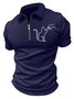 Men’s Animal Cat And People Pattern Polo Collar Regular Fit Casual Polo Shirt