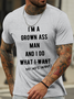 Men's I Do What My Wife Wants Loose Crew Neck Casual Cotton T-Shirt