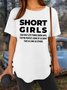 Women's Short Girls Funny Graphic Print Loose Crew Neck Casual T-Shirt