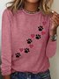 Women's Paw And Heart Print Casual Top