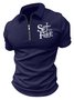 Men’s Set Free Cross Regular Fit Text Letters Casual Polo Collar Polo Shirt