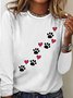 Women's Paw And Heart Print Casual Top