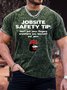 Men's Jobsite Safety Tip Don't Put Your Fingers Funny Graphic Print Casual Crew Neck Text Letters Loose T-Shirt