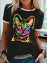 Women's Cats Are Like Potato Chips You Can Never Have Just One Funny Graphic Print Casual Crew Neck Regular Fit Text Letters T-Shirt