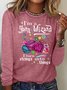 Women's I Am A Yarn Wizard Crew Neck Casual Letters Top