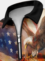 Men's America Flag Eagle Old Glory 3D Graphic Print Polo Collar Regular Fit Casual Polo Shirt