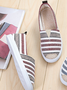 Striped Graphic-Print Canvas Flat Shoes