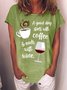 Women’s A Good Day Starts With Coffee And Ends With Wine Text Letters Cotton Casual T-Shirt