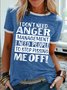 Women's I Don't Need Anger Management I Need People To Stop Pissing Me Off Funny Graphic Printing  Regular Fit Casual Text Letters T-Shirt