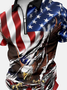 Men’s Eagle Patriotic Flag Pattern Polo Collar Casual Polo Shirt
