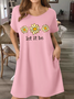 Women's Daisy Let It Be V Neck Casual Text Letters Dress