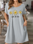 Women's Daisy Let It Be V Neck Casual Text Letters Dress