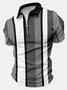 Men's Business Striped Printing Casual Polo Collar Regular Fit Polo Shirt