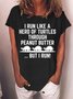 Women's I Run Like A Herd Of Turtles Through Peanut Butter But I Run Funny Graphic Printing  Text Letters Crew Neck Casual Cotton T-Shirt