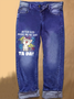 Women's Funny Cat After God Made Me He Said Ta Da Graphic Casual Printed Jeans