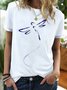 Women's Funny Dragonfly Art Graphic Printing  Casual Text Letters Crew Neck T-Shirt