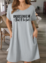 Women's Funny Saying Underestimate Me That'll Be Fun Casual Text Letters Loose Dress