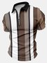 Men's Business Striped Printing Casual Polo Collar Regular Fit Polo Shirt