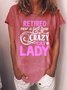 Women’s Retired Crazy Cat Lady Cotton Crew Neck Casual T-Shirt