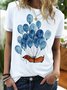 Women's Dog Balloon Watercolor Art Funny Graphic Printing Cotton-Blend Casual Text Letters T-Shirt