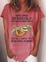 Women‘s Sloth Stop Expecting Normal From Me Letters Casual Crew Neck T-Shirt