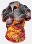 Men’s Texture Abstract Art Pattern Regular Fit Abstract Polo Collar Casual Polo Shirt