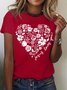 Women's Casual Floral Heart Jesus Loves You Christian Crew Neck Cotton T-Shirt
