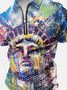 Women’s Patriotic Oil Painting Polo Collar America Flag Casual Polo Shirt