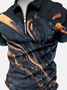 Men’s Texture Abstract Art Pattern Polo Collar Regular Fit Casual Abstract Polo Shirt