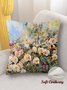 18*18 Throw Pillow Covers, Floral Painting Soft Corduroy Cushion Pillowcase Case For Living Room