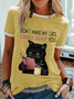 Women's Funny Black Cat Don’t Make My Cats Gibbs Slap You  Simple Crew Neck T-Shirt
