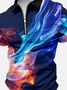 Men’s Fire Pattern Casual Polo Collar Abstract Polo Shirt