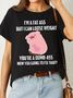 Women's Funny I'm A Fat Ass But I Can Lose Weight Pig Casual Text Letters T-Shirt