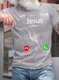 Men’s Jesus Calling Regular Fit Crew Neck Text Letters Casual T-Shirt